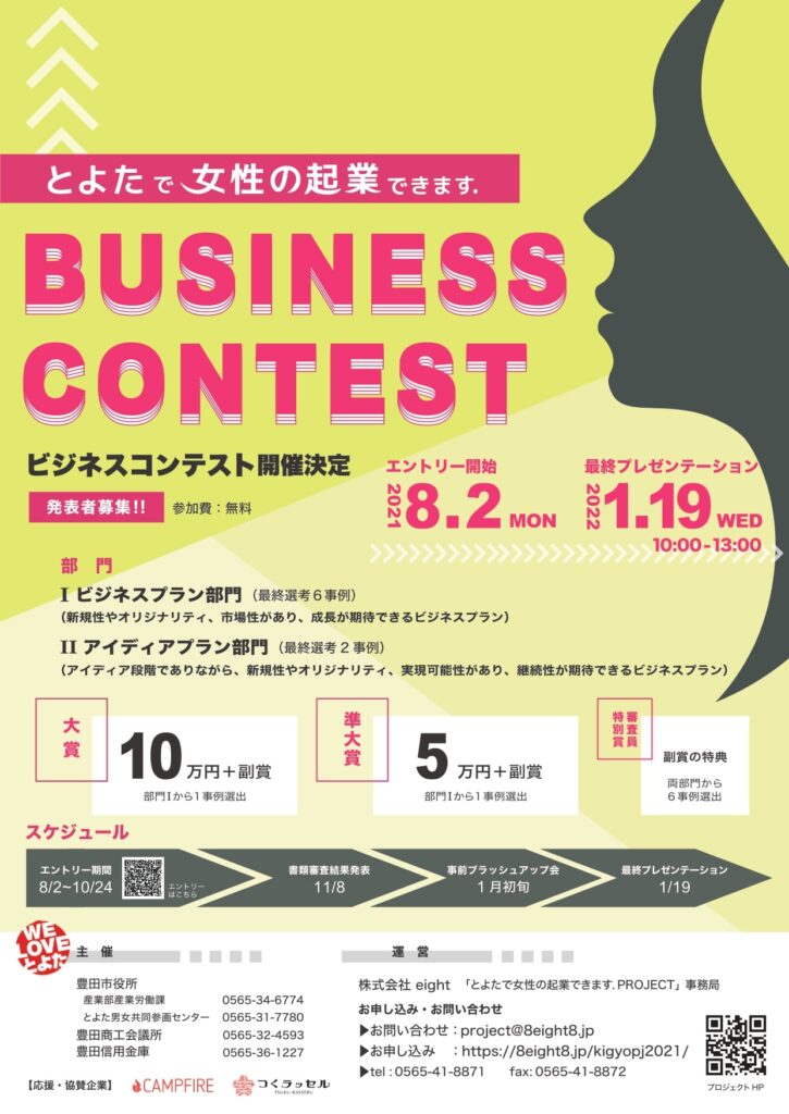 豊田市ビジネスコンテストチラシ2021おもて